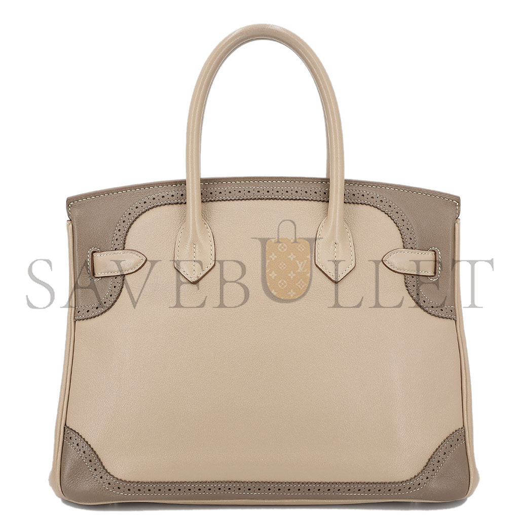 HERMÈS BIRKIN 30 SWIFT TRENCH COAT GREY AND ELEPHANT GREY SILVER BUCKLE 10021 (30*22*15cm)